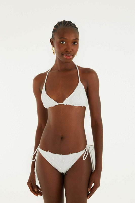 FARM Rio Shop White Beaded Side Ties Bikini Bottom