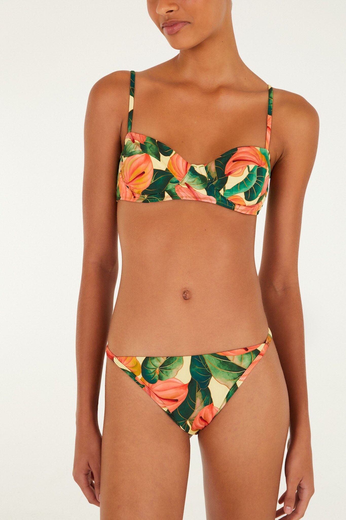 FARM Rio Shop Golden Yellow Anthurium Basic Bikini Bottom