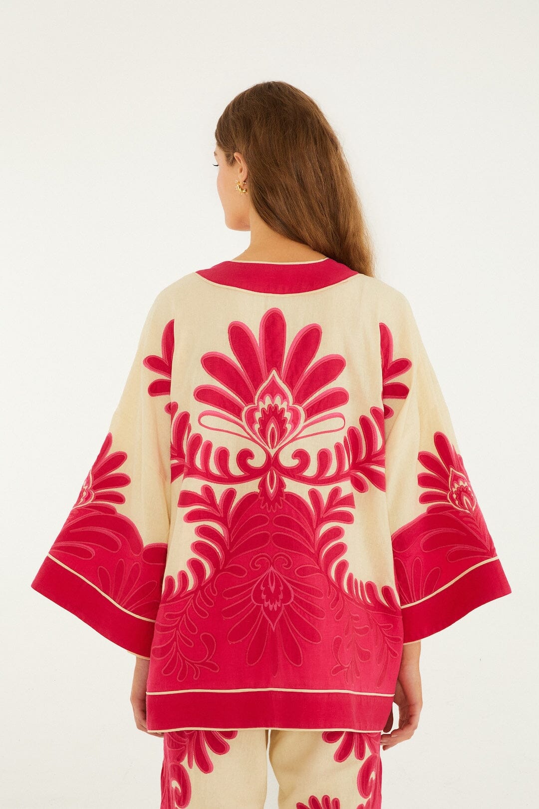 FARM Rio Shop Pink Spring Arabesc Cutwork Lenzing Ecovero Euroflax Kimono