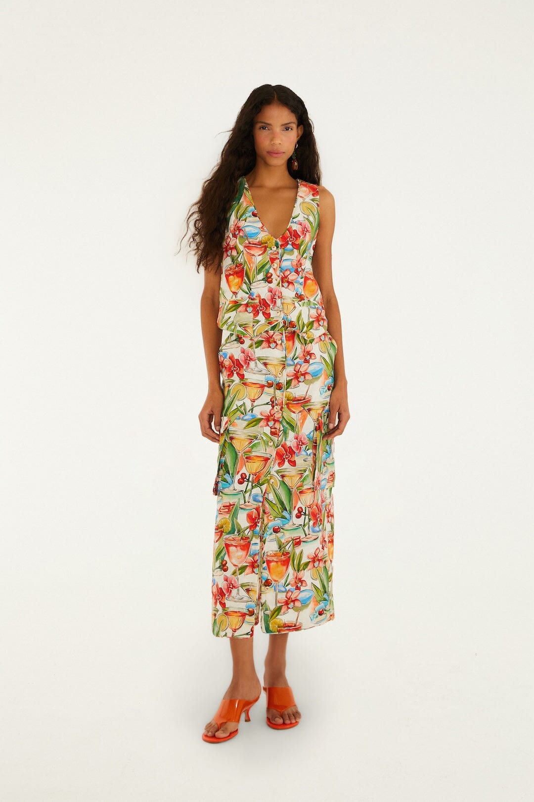 FARM Rio Shop Off-White Sand Cocktail Sleeveless Euroflax Premium Linen Vest