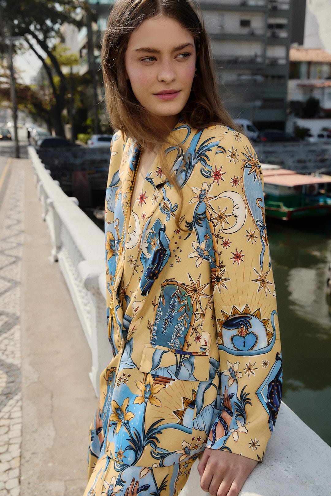 FARM Rio Shop Sand Mystical Notched Lapel Lenzing Ecovero Viscose Blazer