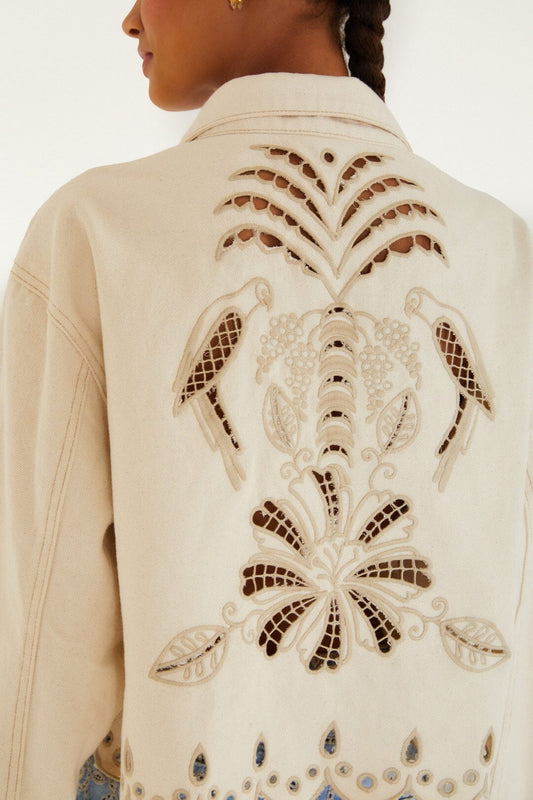FARM Rio Shop Beige Denim Canva Richelieu Jacket