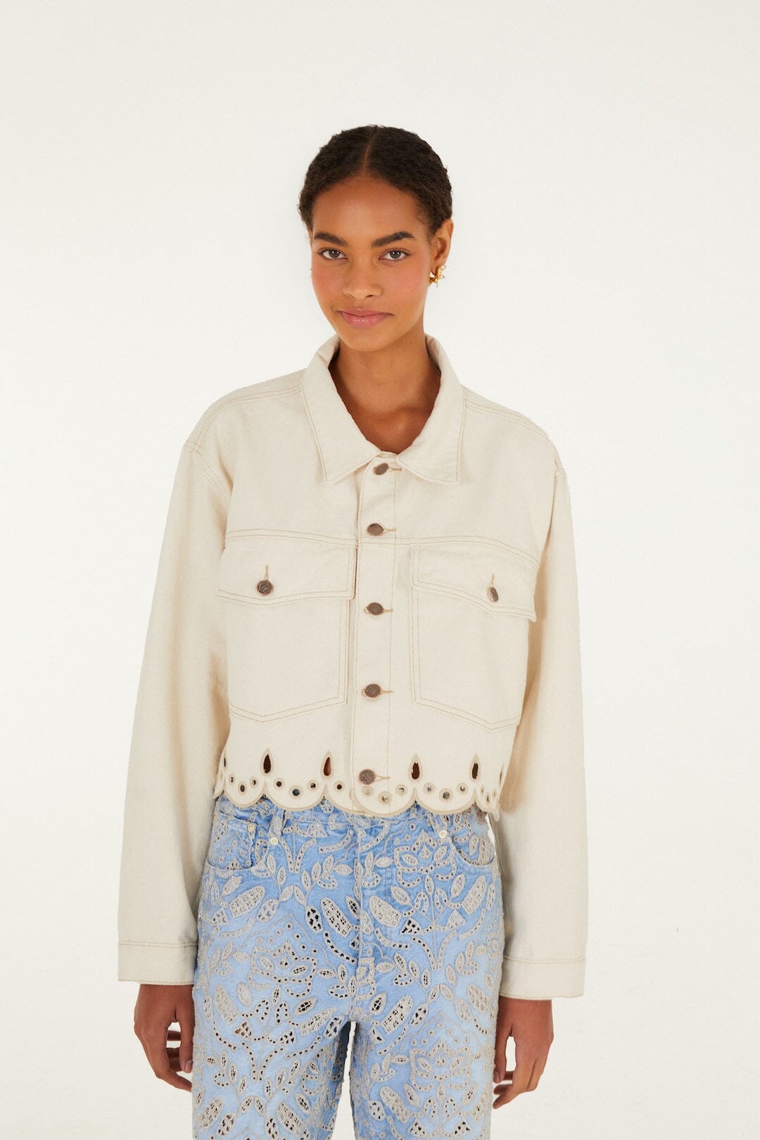 FARM Rio Shop Beige Denim Canva Richelieu Jacket
