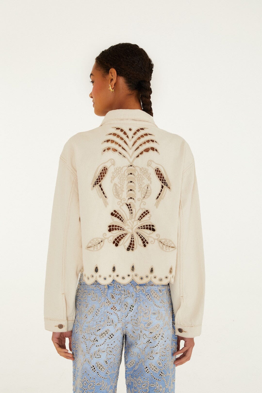 FARM Rio Shop Beige Denim Canva Richelieu Jacket