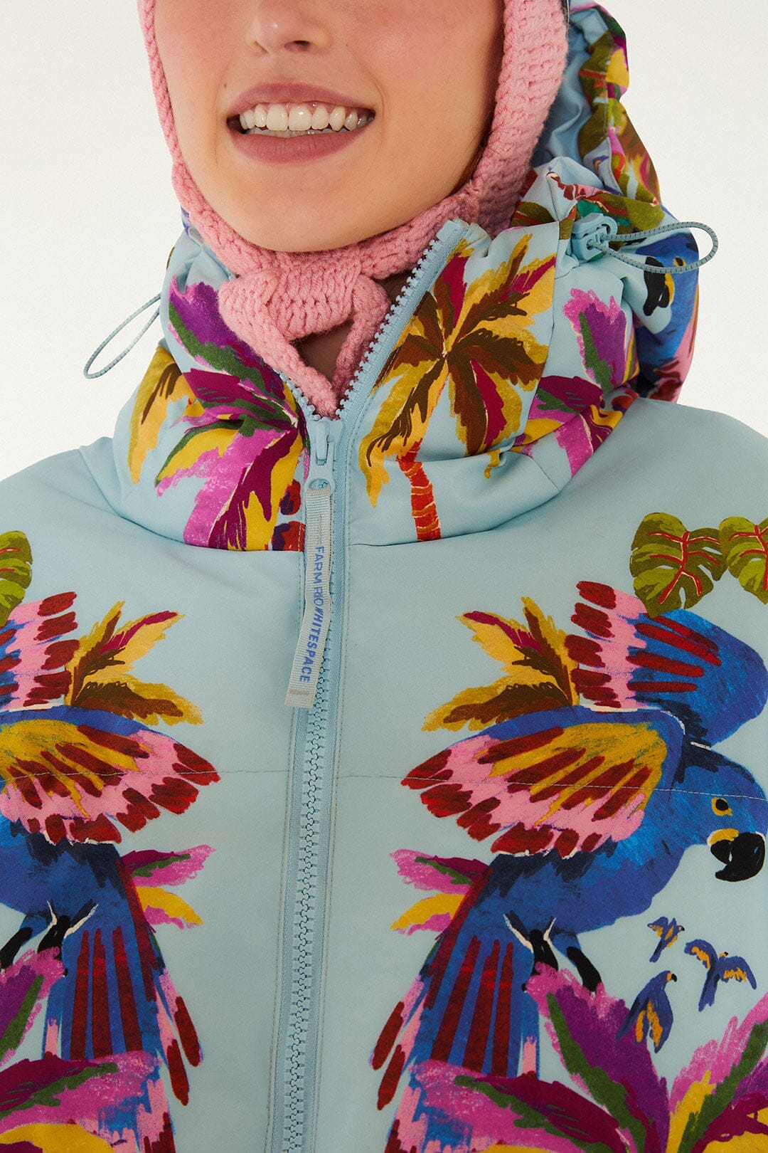FARM Rio Shop Blue Macaw Puffer Jacket