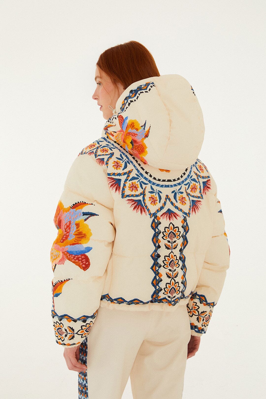 FARM Rio Shop Off-White Lucy Floral Puffer