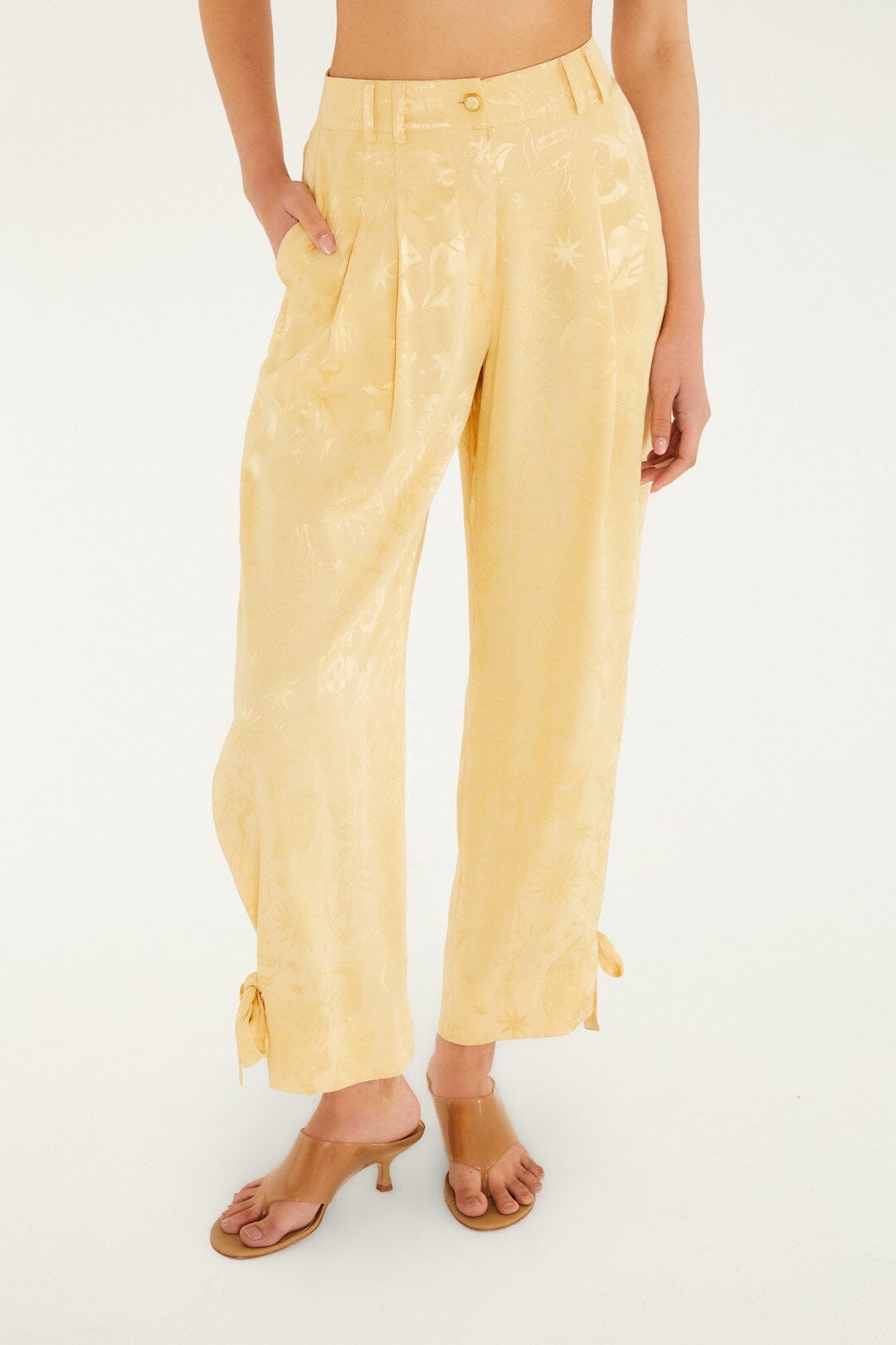 FARM Rio Shop Beige Hem Ties Pockets Pants