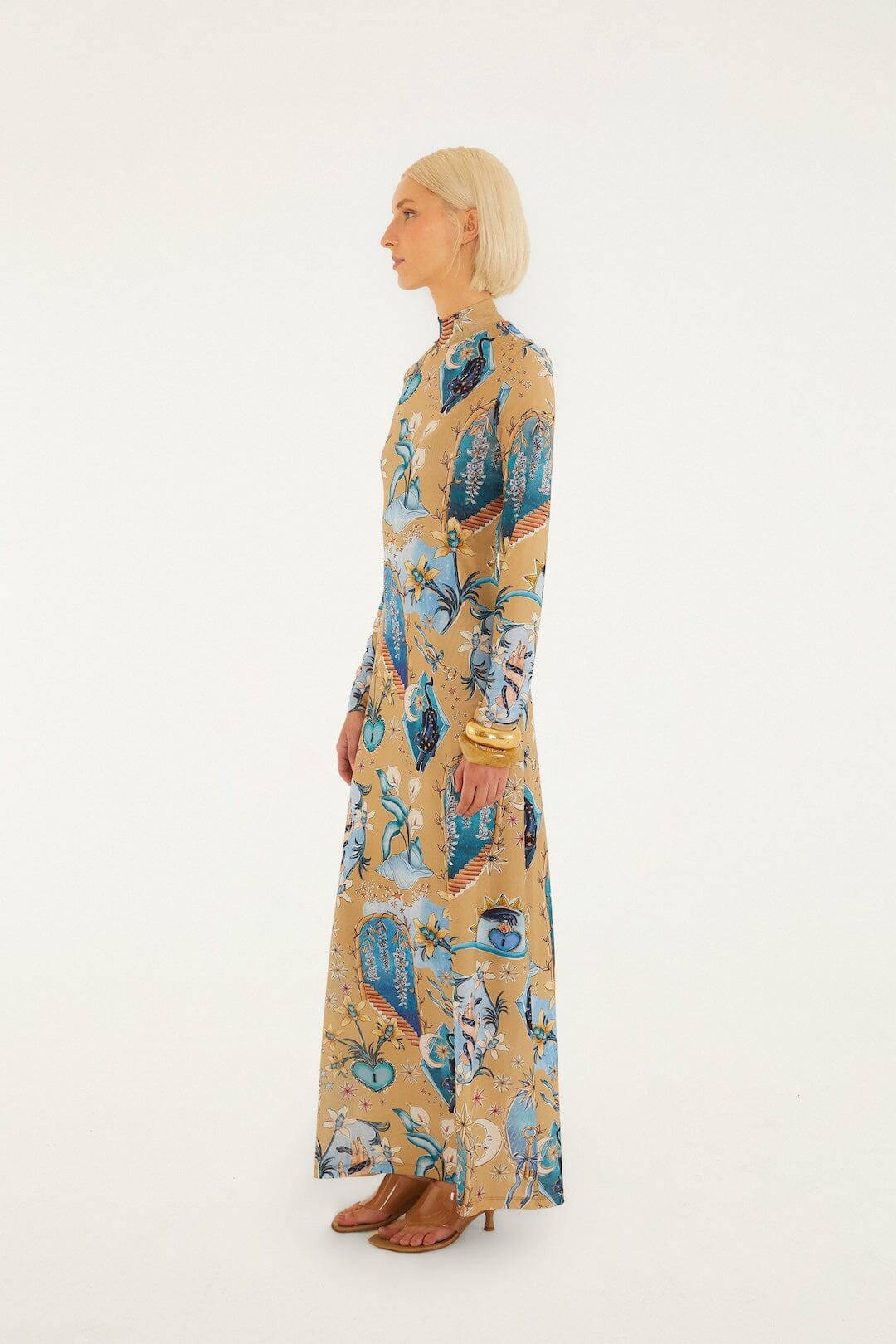 FARM Rio Shop Sand Mystical Long Sleeve Maxi Dress
