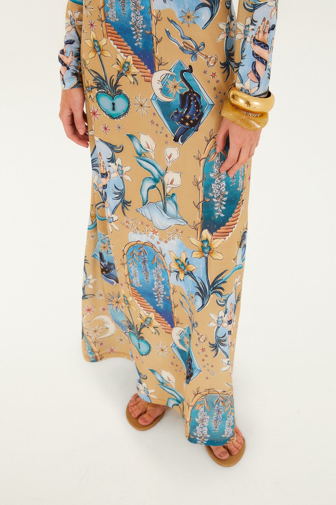 FARM Rio Shop Sand Mystical Long Sleeve Maxi Dress