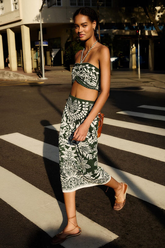 FARM Rio Shop Dark Green Miranda Knit Skirt