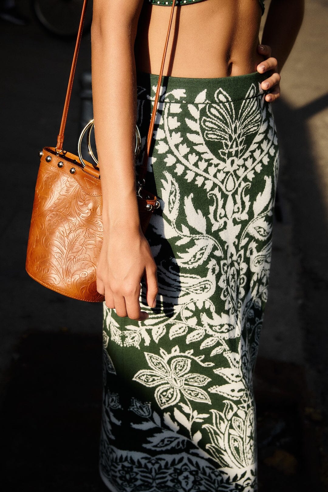 FARM Rio Shop Dark Green Miranda Knit Skirt