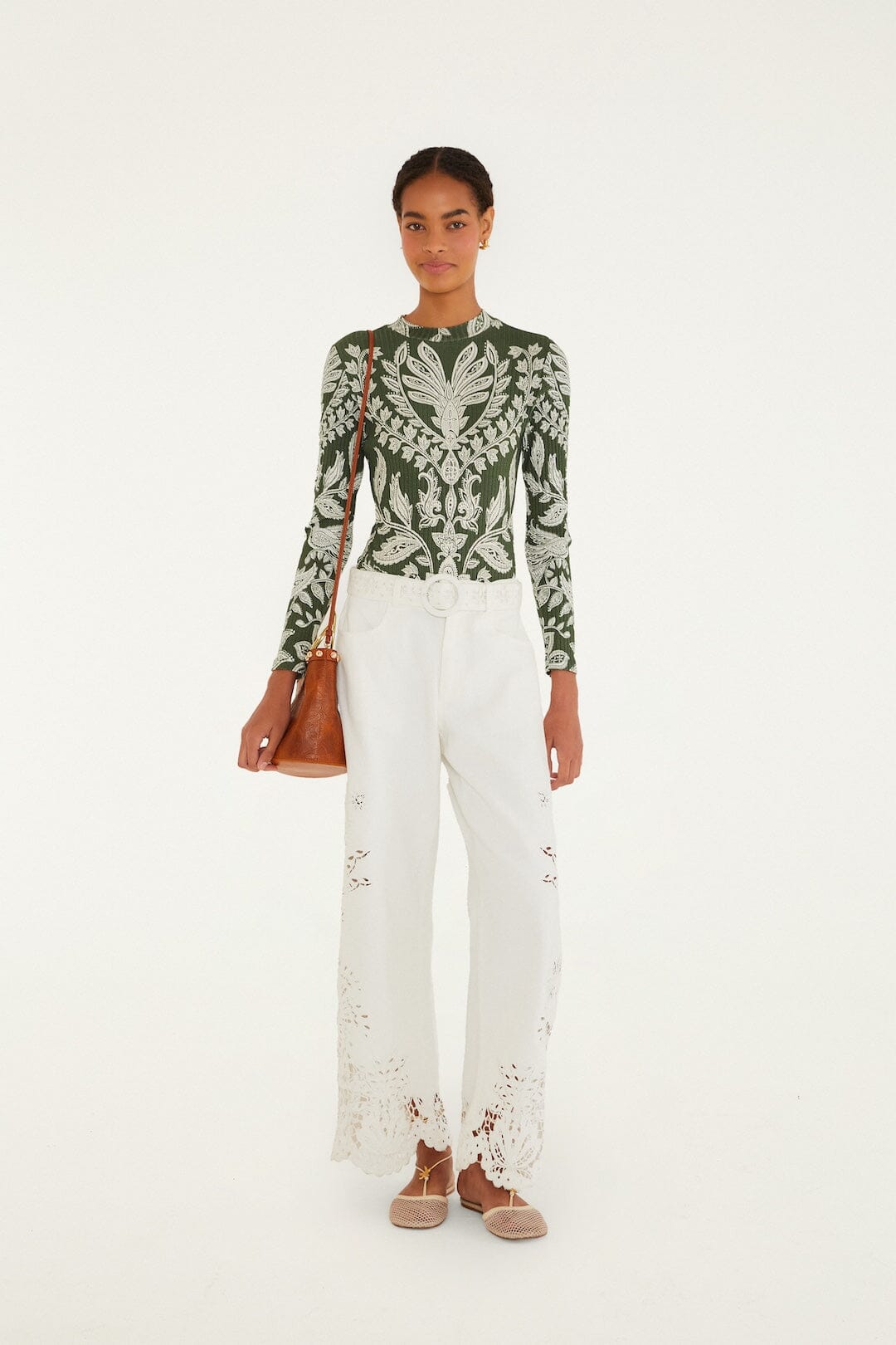 FARM Rio Shop Dark Green Miranda Long Sleeve Bodysuit