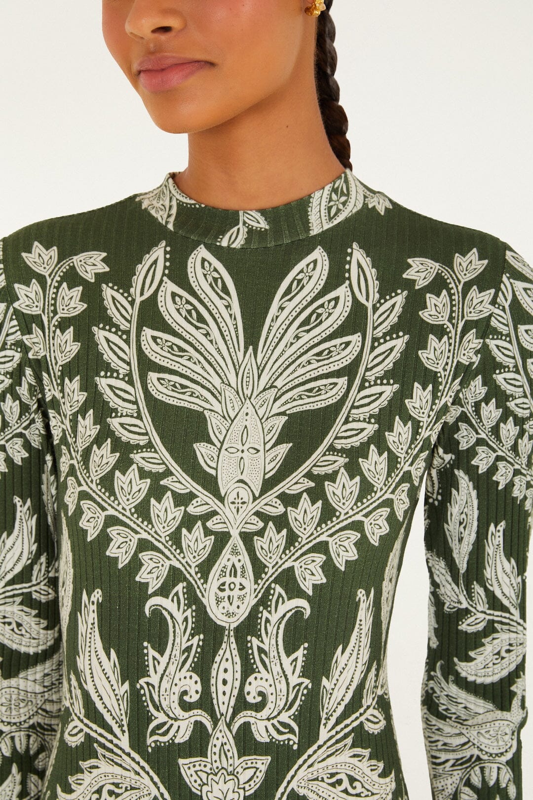 FARM Rio Shop Dark Green Miranda Long Sleeve Bodysuit