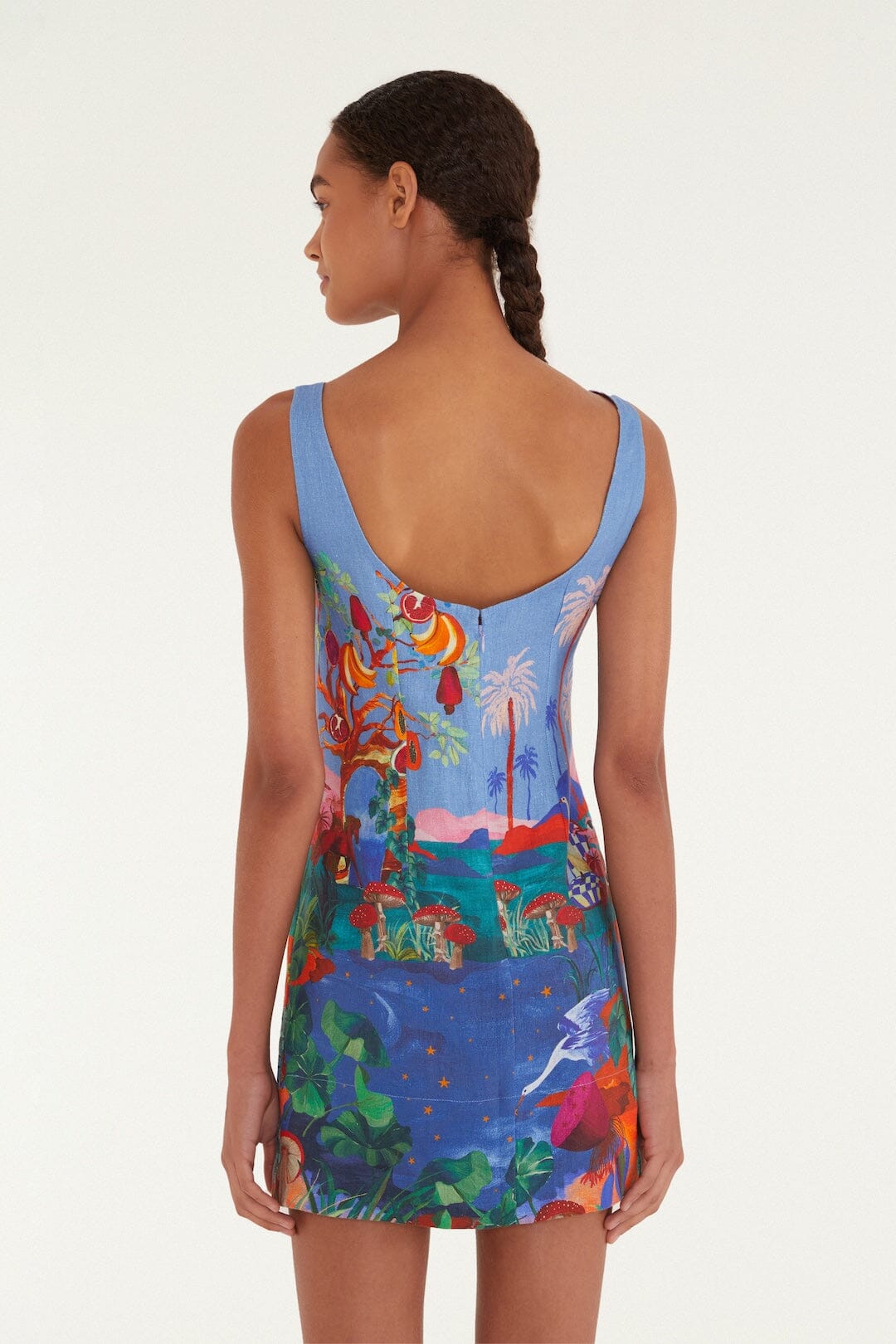 FARM Rio Shop Multicolor Dream Landscape Euroflax Premium Linen Mini Dress