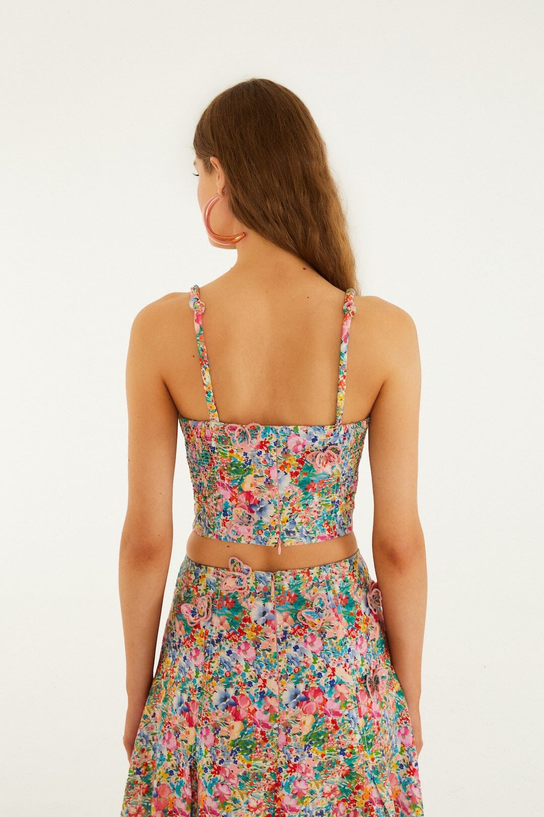 FARM Rio Shop Off-White Peasant Floral Butterflies Euroflax Premium Linen Top
