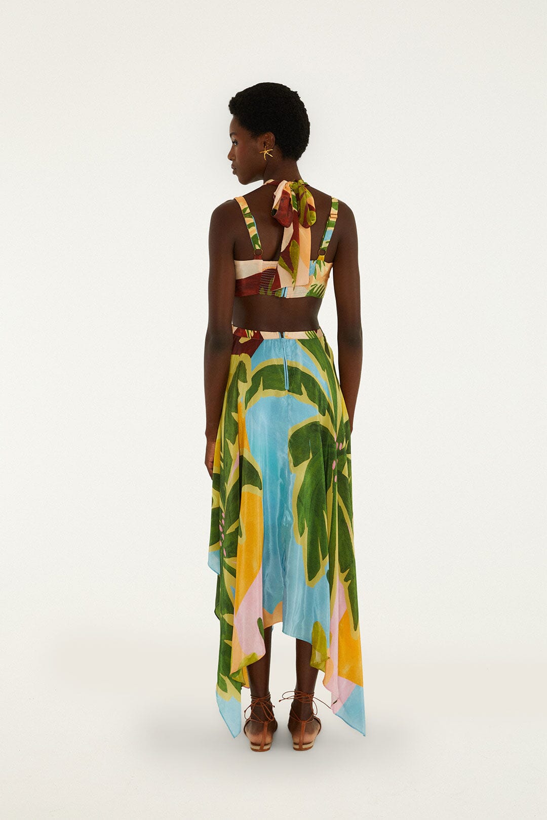 FARM Rio Shop Multicolor Tropical Painting Cut-Out Buckles Maxi Dress