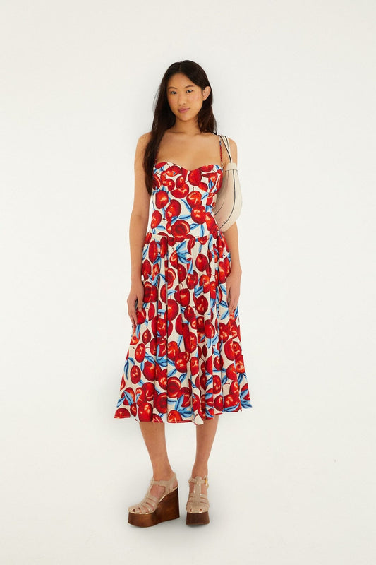 FARM Rio Shop Cherry Blossom Sleeveless Lenzing Ecovero Euroflax Midi Dress