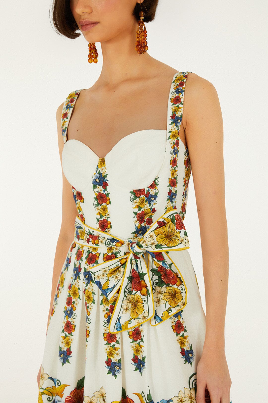 FARM Rio Shop Off-White Tropi Belted Lenzing Ecovero Euroflax Mini Dress