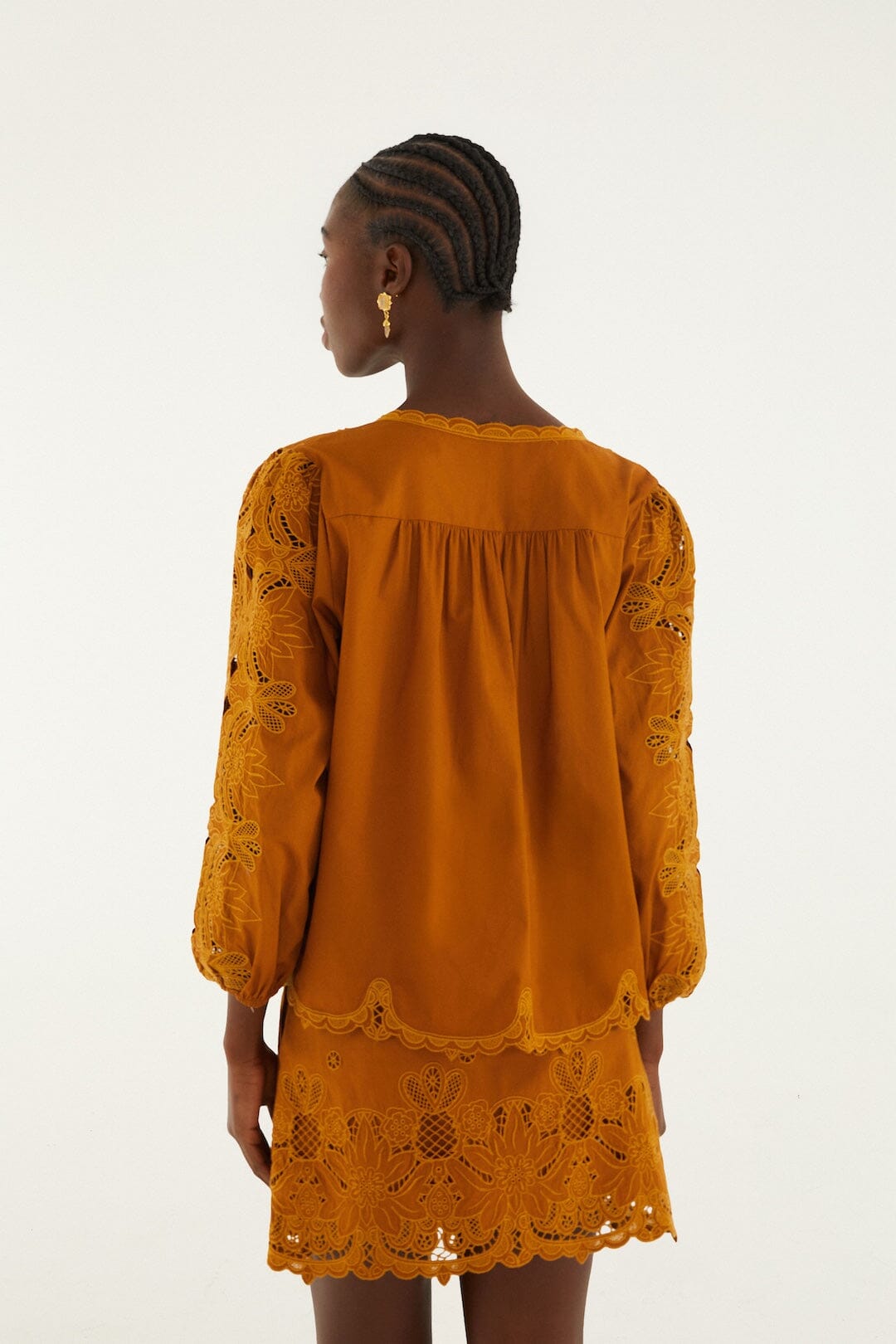 FARM Rio Sale Camel Richelieu Long Sleeve Blouse