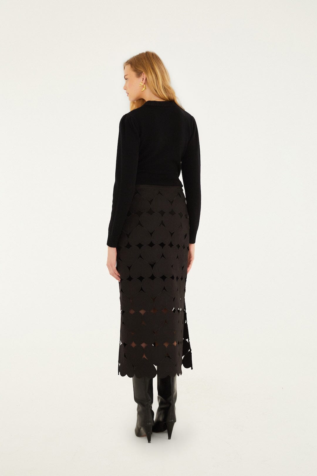 FARM Rio Sale by Type Black Hearts Euroflax Premium Linen Midi Skirt