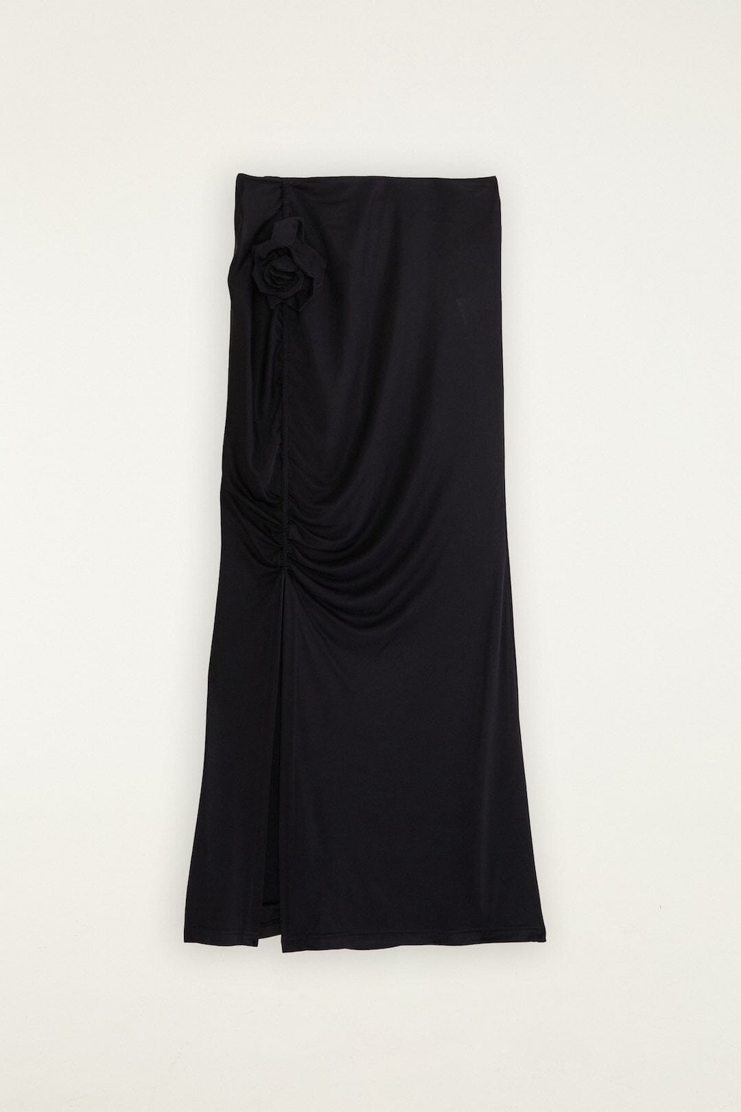 FARM Rio Sale by Type Black Flower Draped Side Slit Midi Skirt