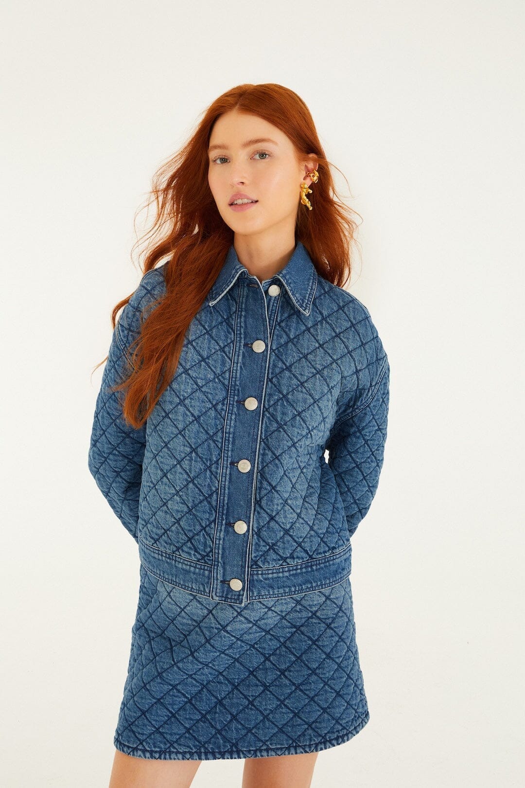 FARM Rio Sale by Type Denim Quilted Mini Skirt