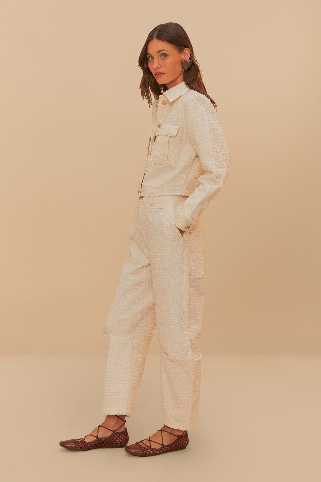 FARM Rio Sale by Type Off-White Twill Laser Carpenter Pants