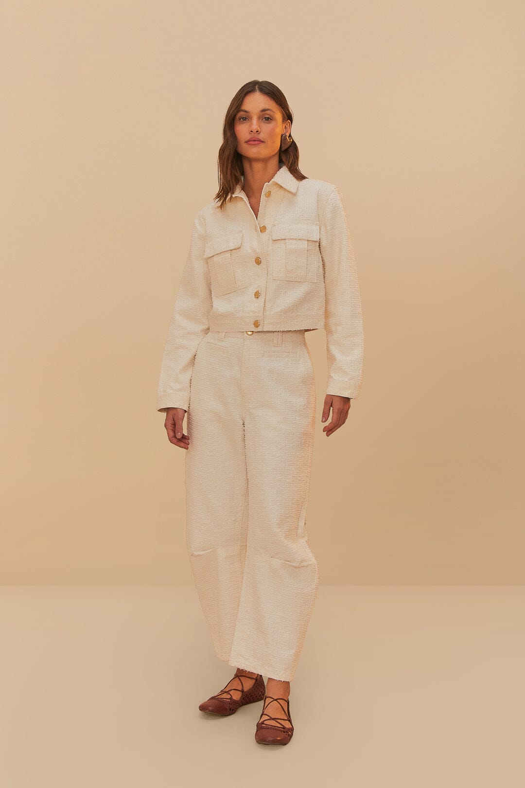 FARM Rio Sale by Type Off-White Twill Laser Carpenter Pants