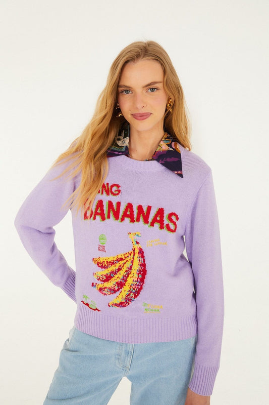 FARM Rio Sale by Type Lilac Going Bananas Knit Sweater