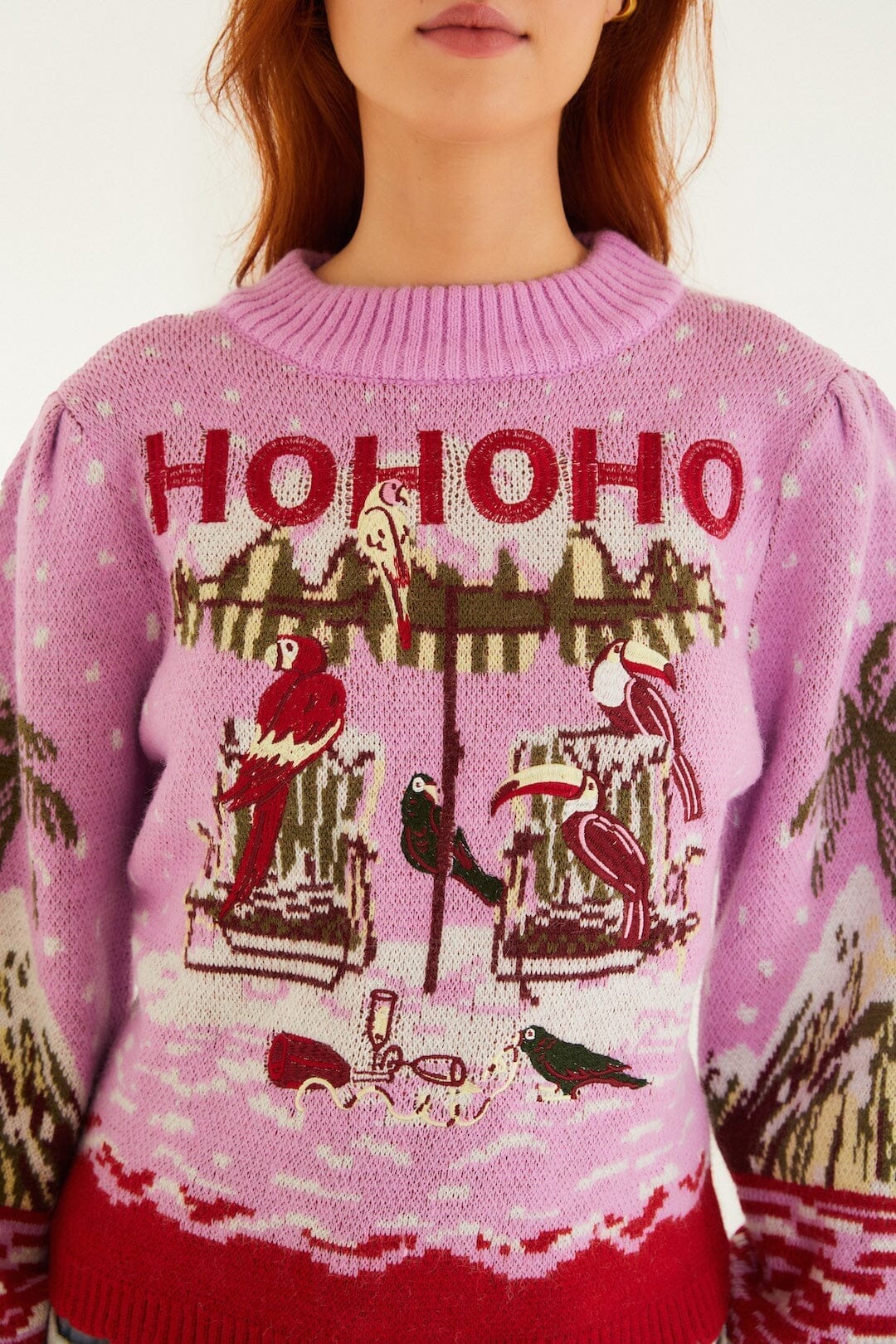 FARM Rio Sale by Type Pink From Sand To Snow Knit Sweater