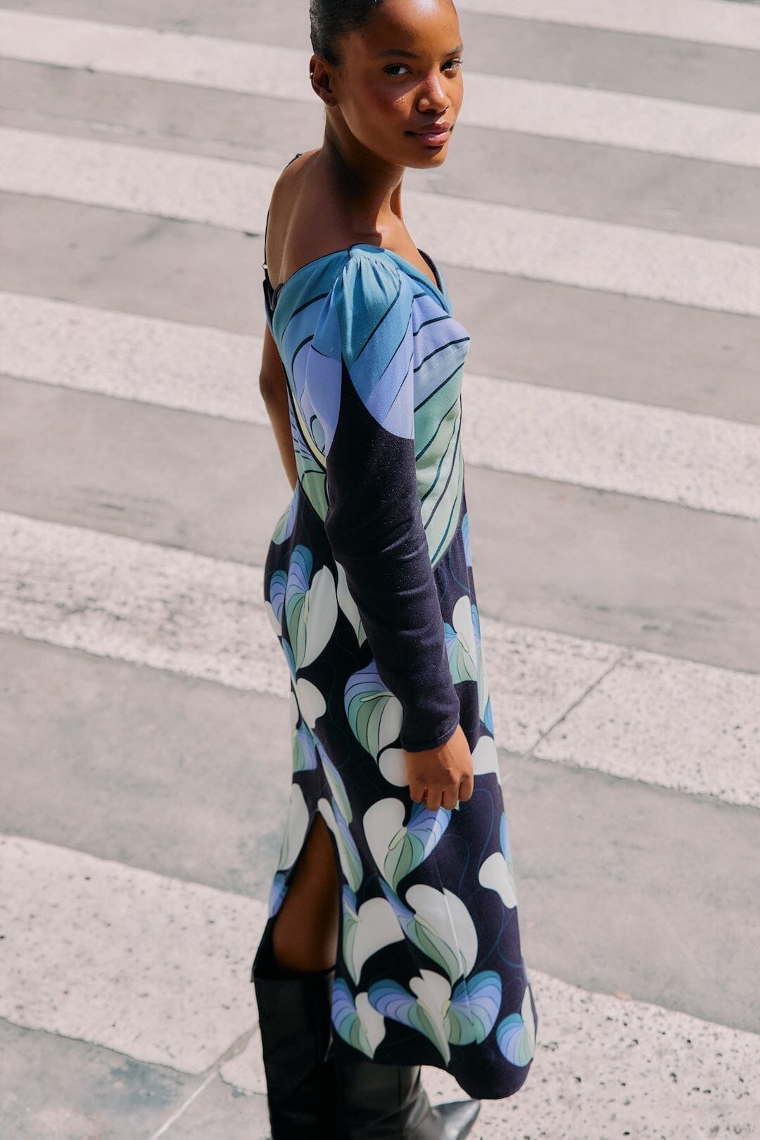 FARM Rio Sale Dresses Black Lovely Anthurium One-Shoulder Maxi Dress