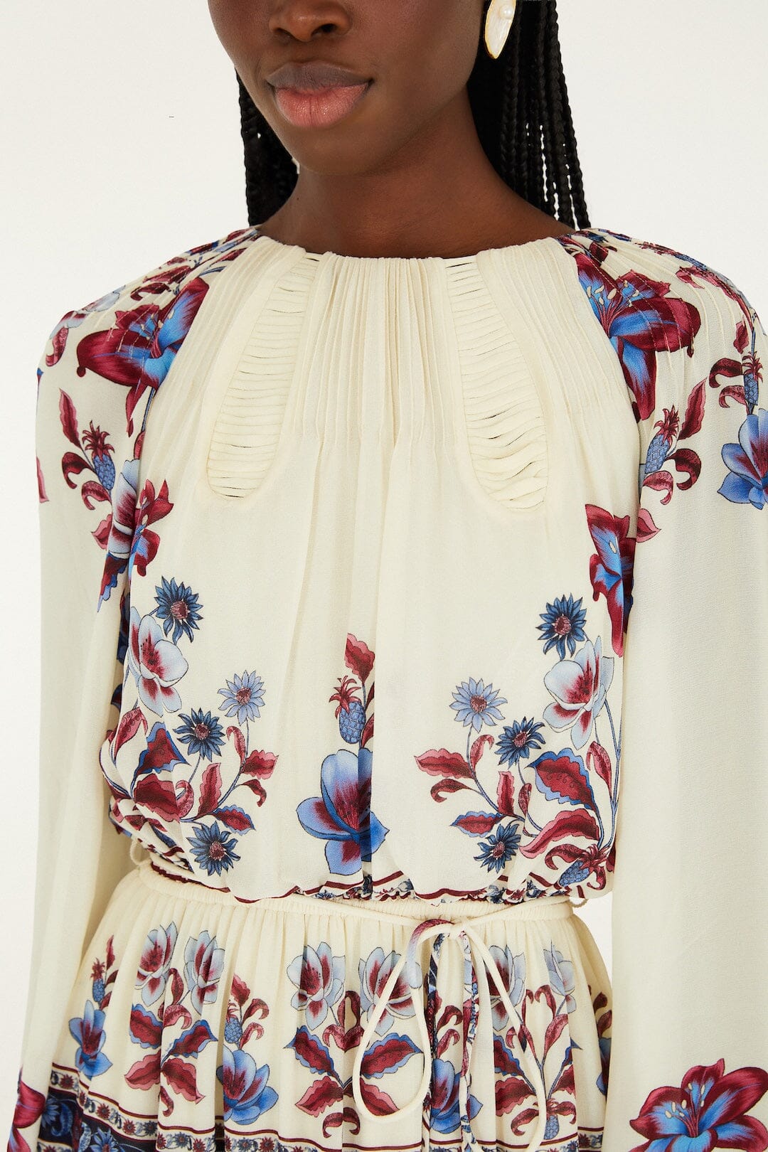 FARM Rio Sale Dresses White Malu Winter Cut-Out Long Sleeve Maxi Dress