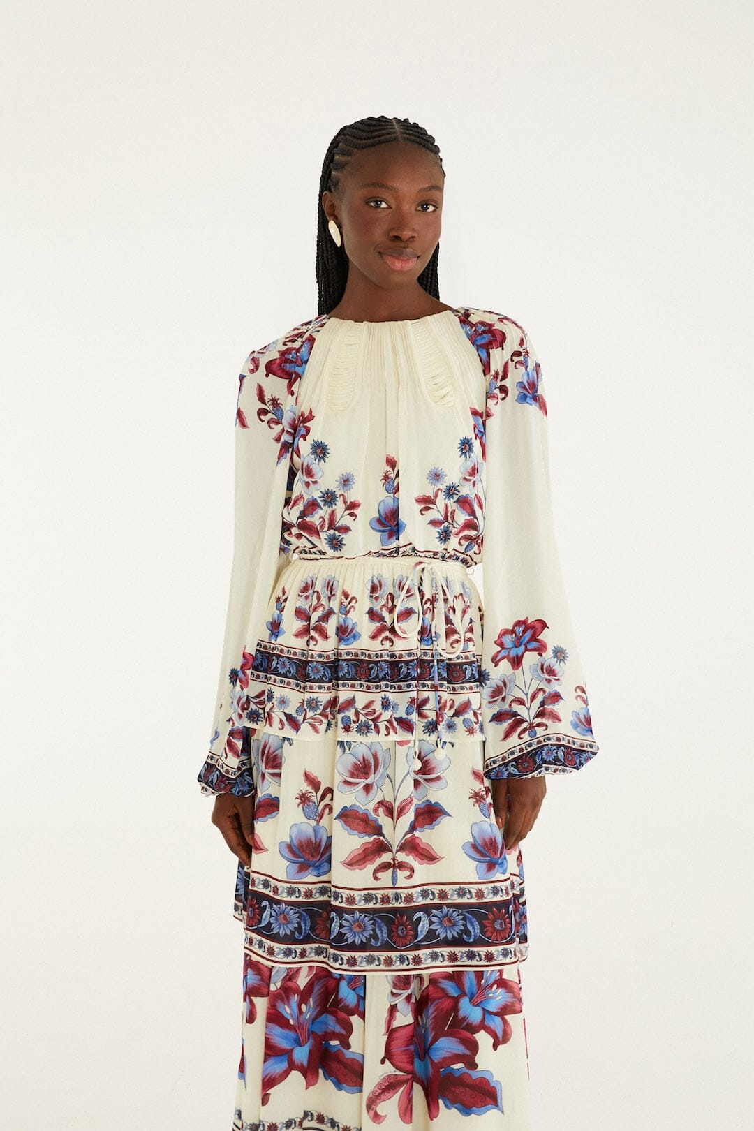 FARM Rio Sale Dresses White Malu Winter Cut-Out Long Sleeve Maxi Dress