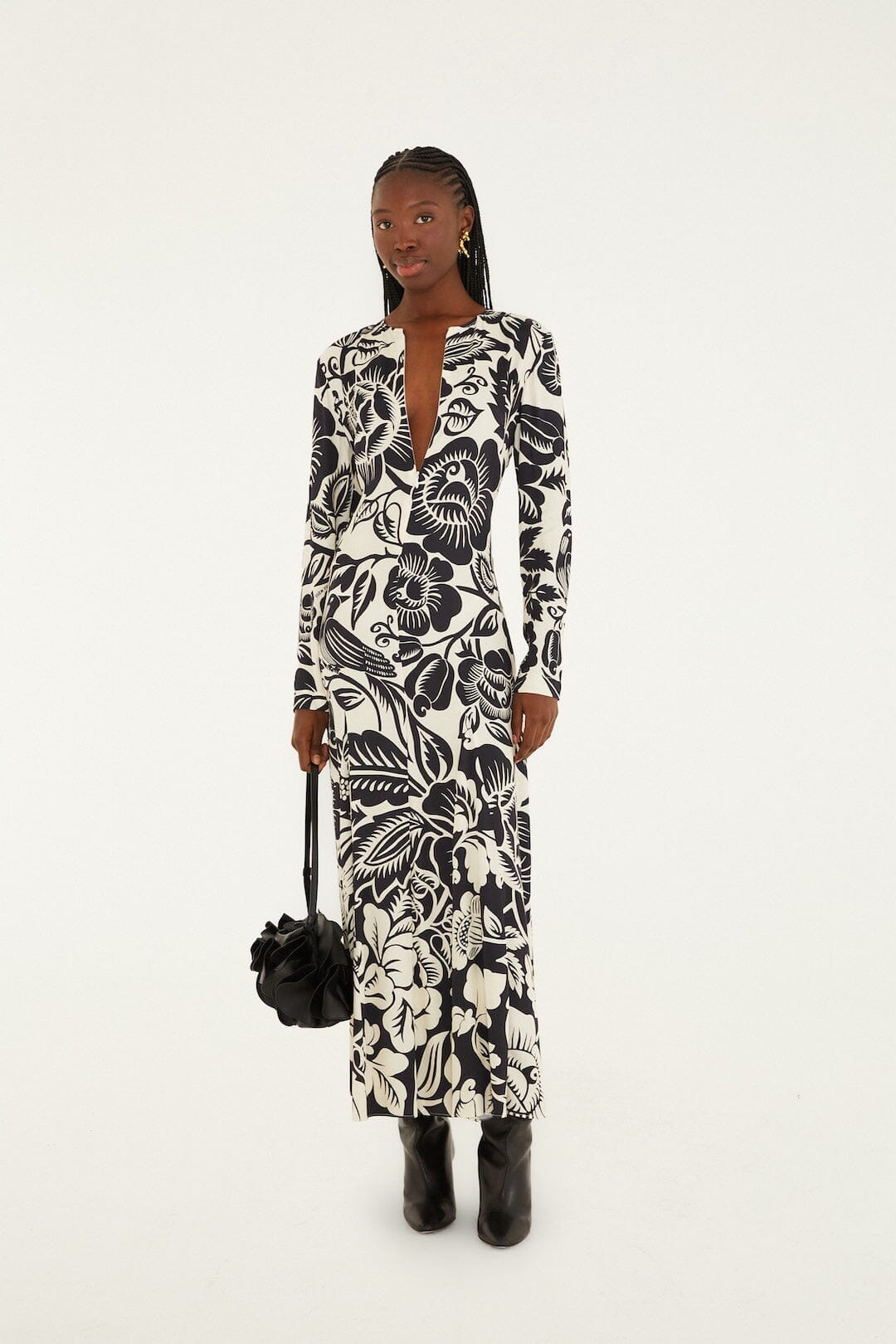 FARM Rio Sale Dresses Off-White Cashews And Birds Lenzing Ecovero Viscose Maxi Dress