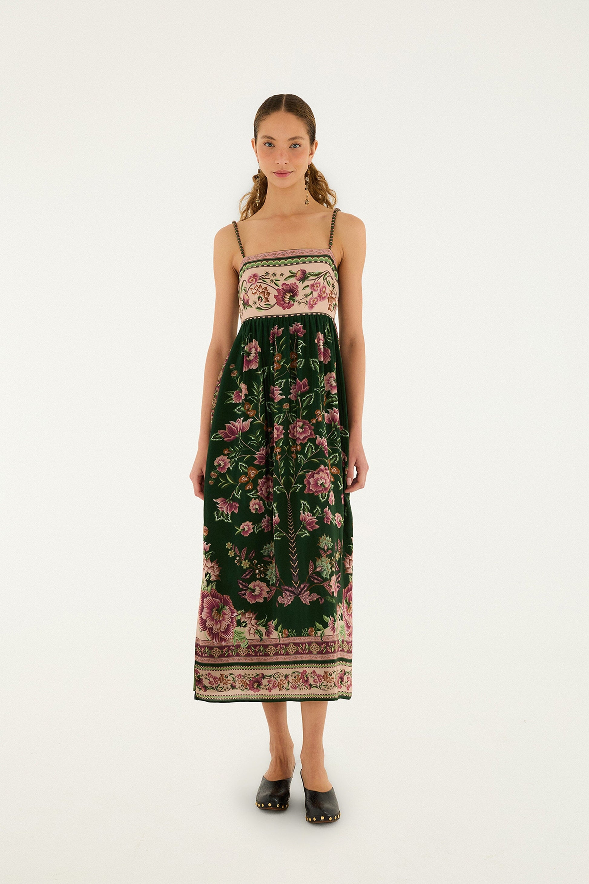 FARM Rio Sale Dresses Green Flowering Garden Tree Sleveeless Midi Dress