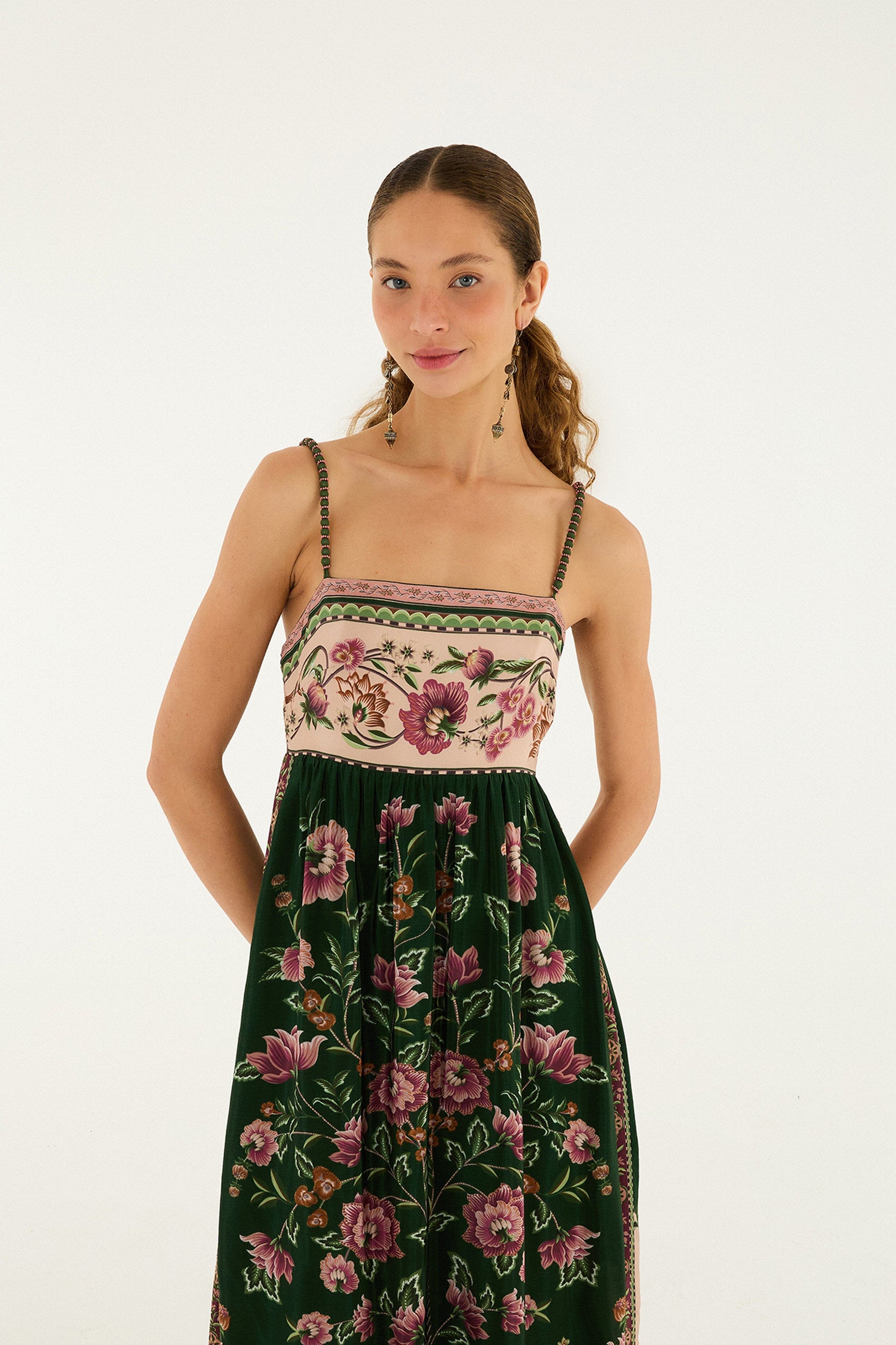 FARM Rio Sale Dresses Green Flowering Garden Tree Sleveeless Midi Dress