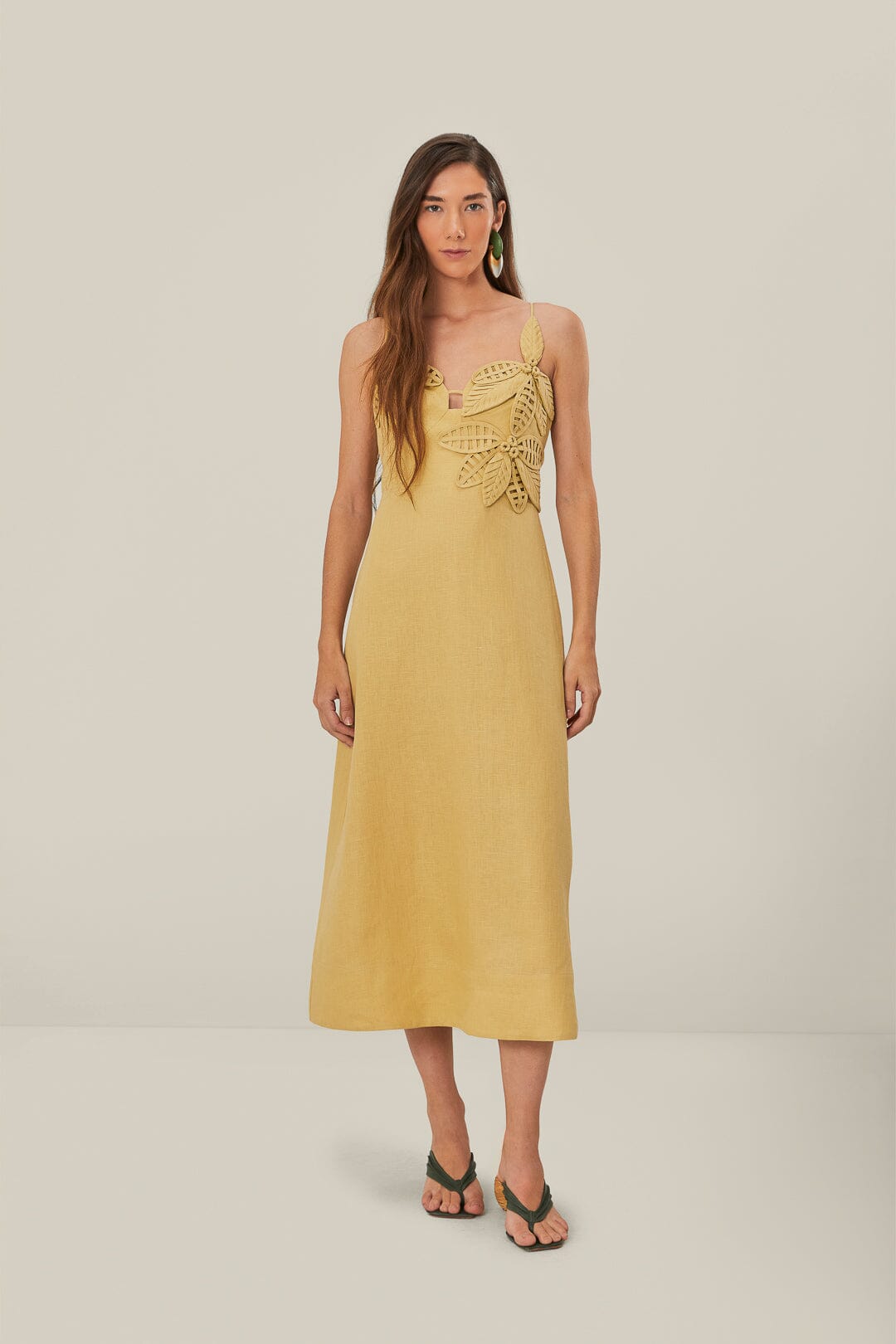 FARM Rio Sale Dresses Sand 3D Flower Bodice Midi Dress
