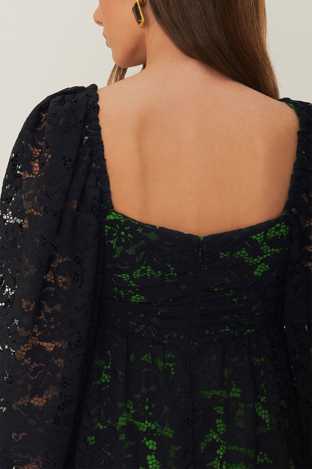 FARM Rio Sale Dresses Black Lace Long Sleeve Midi Dress