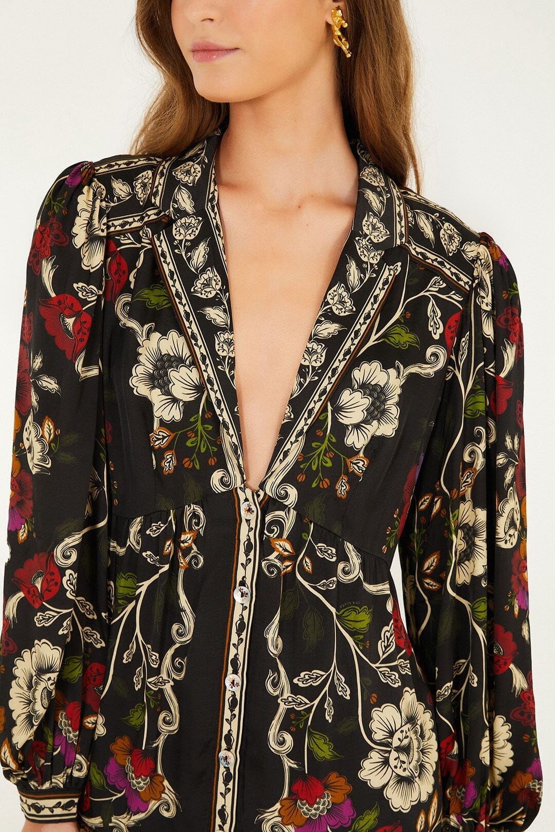 FARM Rio Sale Dresses Black Rococo Flowers Lenzing™ Ecovero™ Viscose Mini Dress