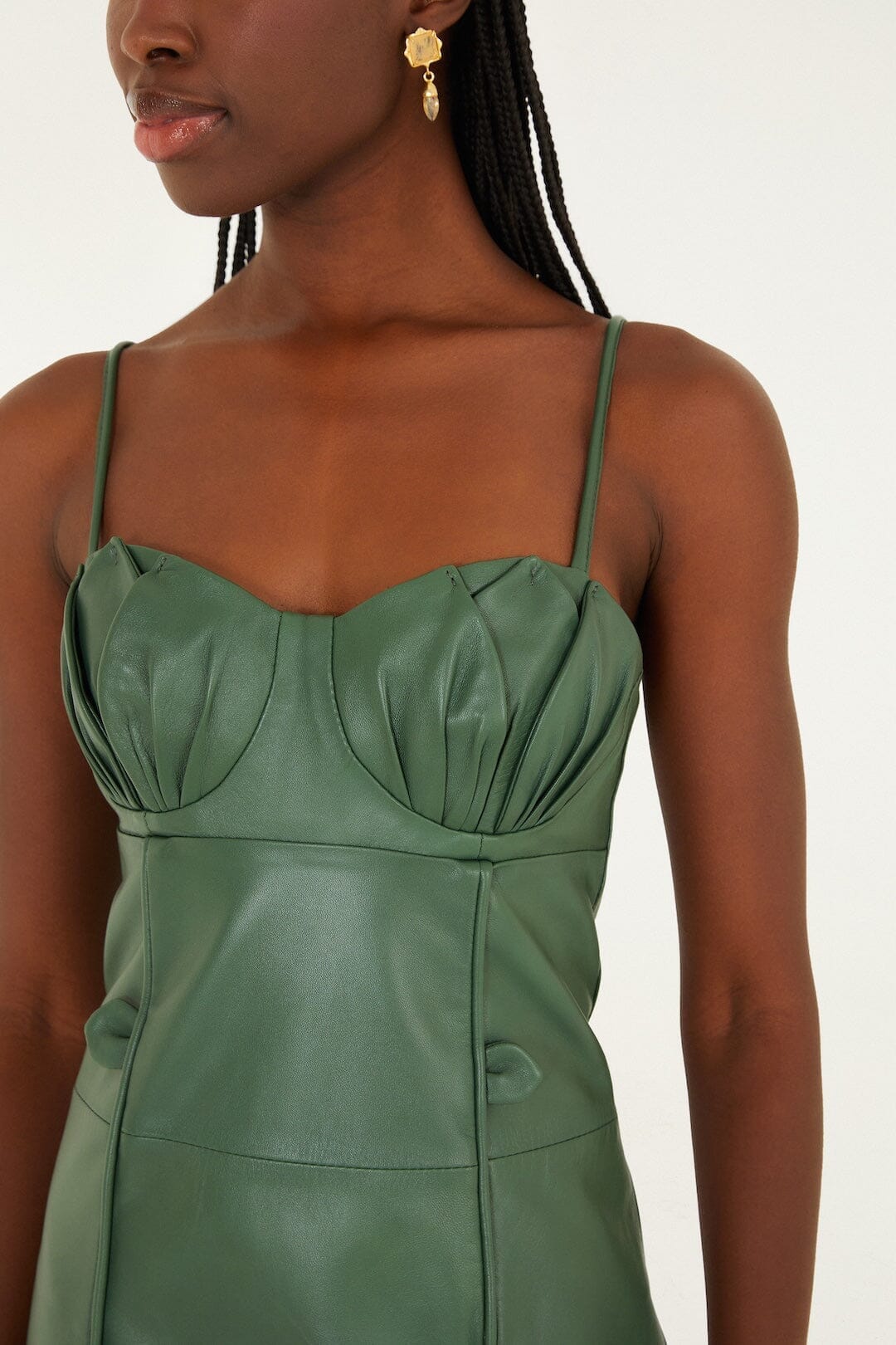 FARM Rio Sale Dresses Green 3d Flower Leather Mini Dress