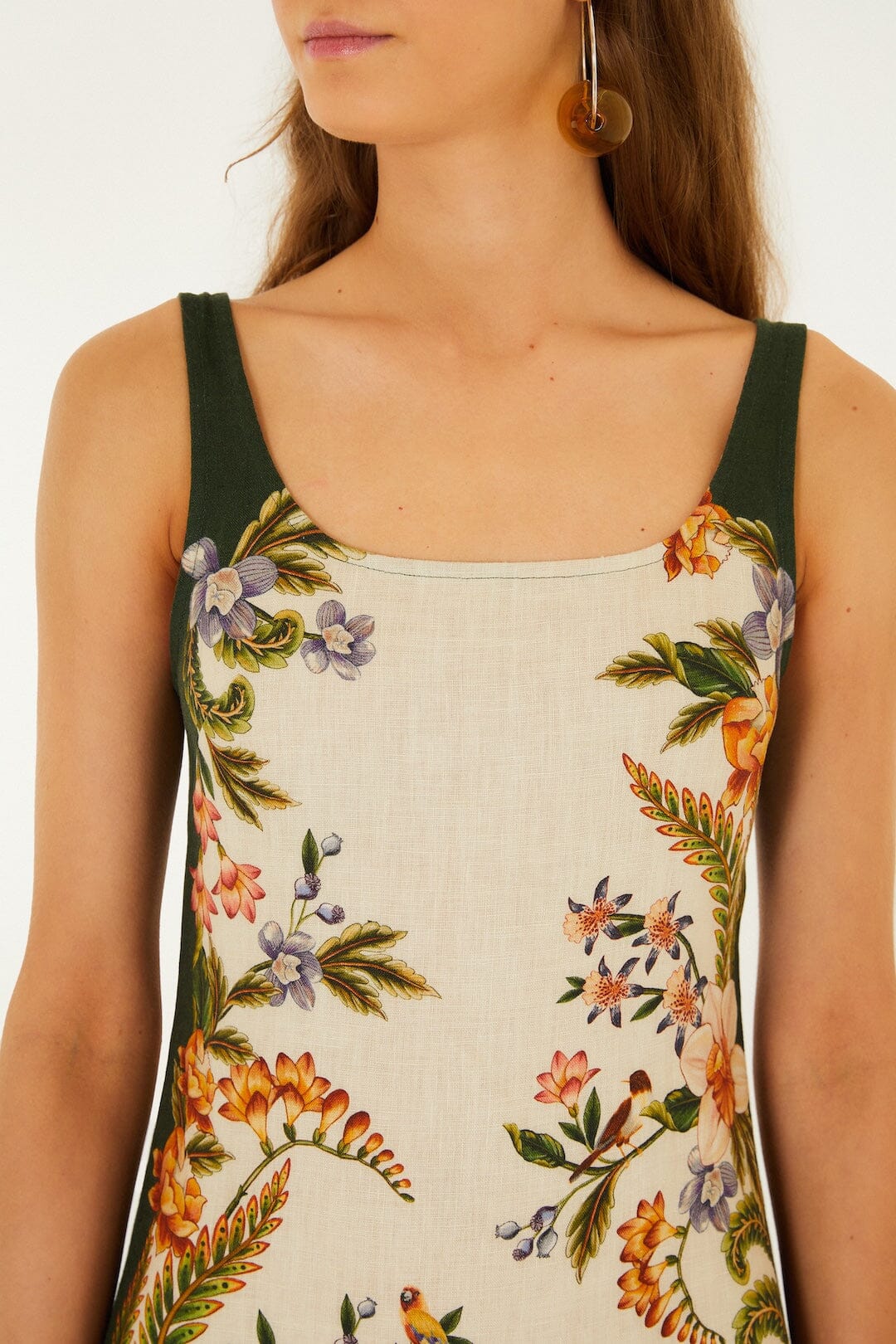 FARM Rio Shop Sand Nature Square Neck Mini Dress