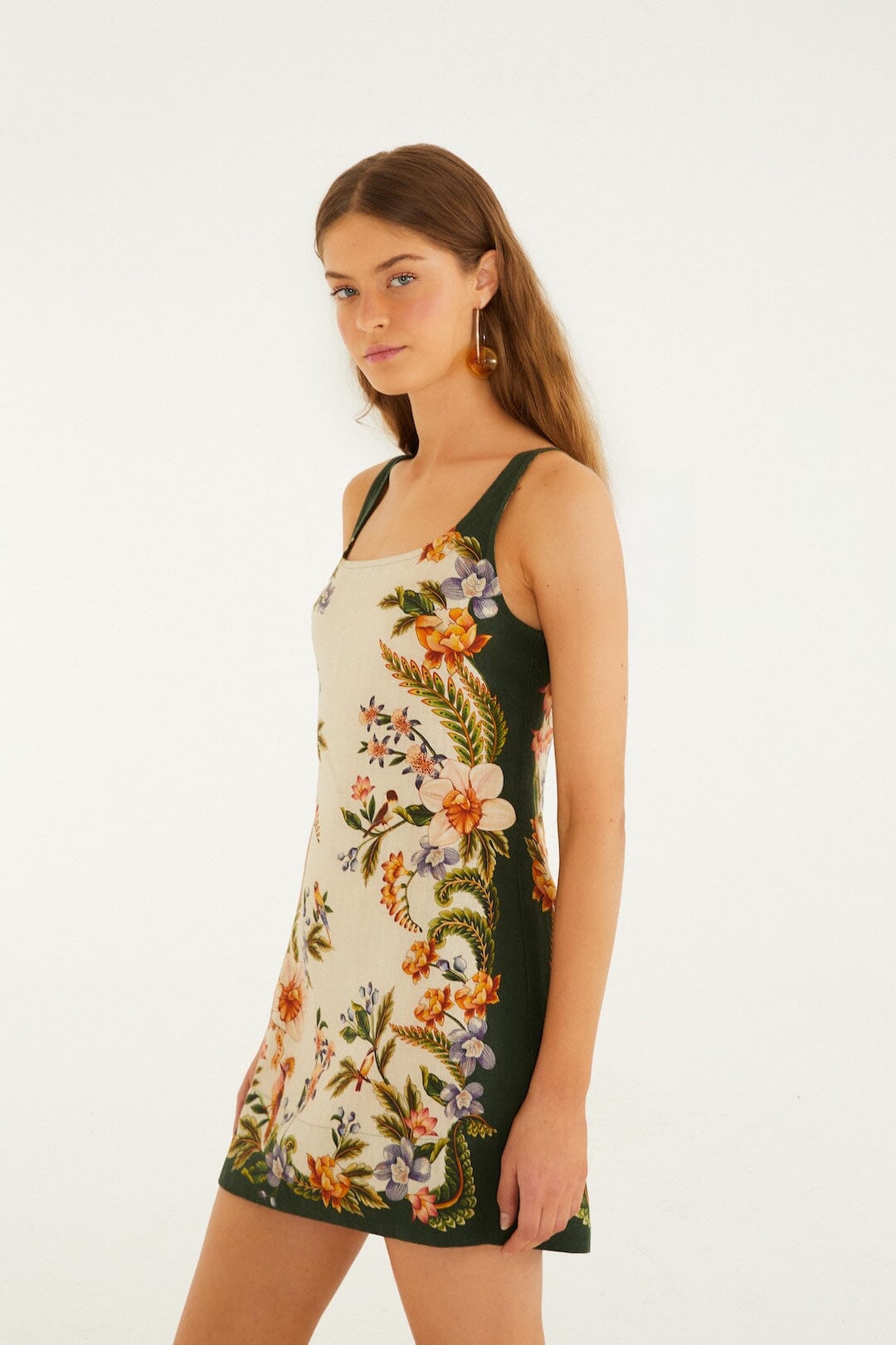 FARM Rio Shop Sand Nature Square Neck Mini Dress