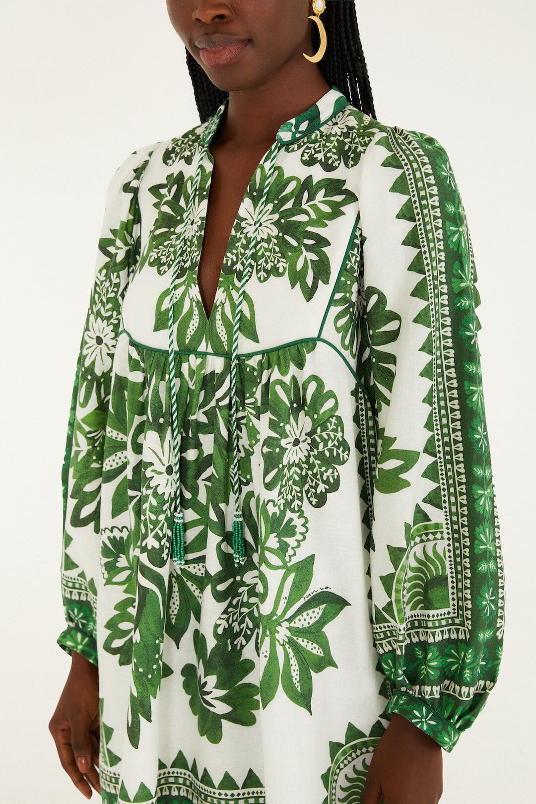 FARM Rio Shop Green Flora Tapestry Lenzing Ecovero Euroflax Mini Dress