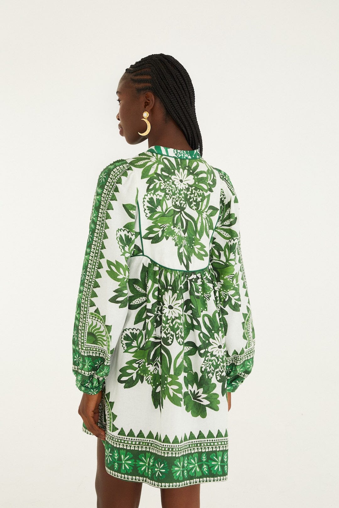 FARM Rio Shop Green Flora Tapestry Lenzing Ecovero Euroflax Mini Dress