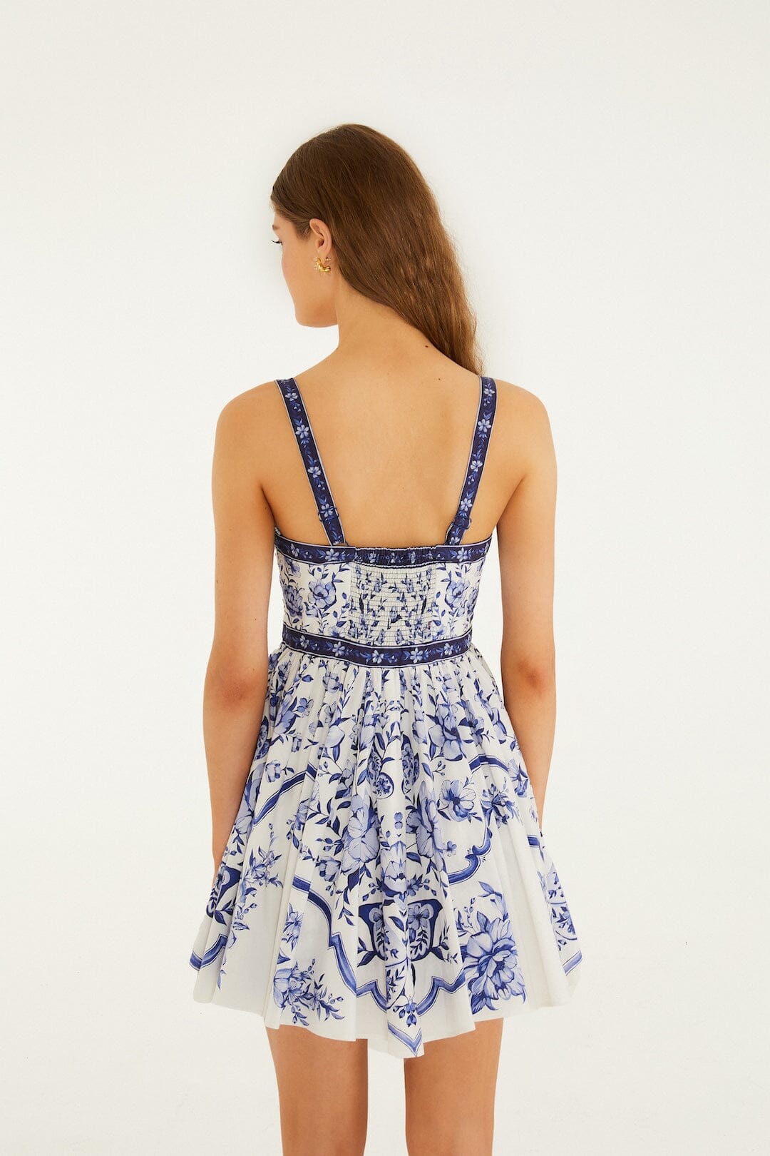 FARM Rio Shop Off-White Porcelain Garden Buttoned Organic Cotton Mini Dress