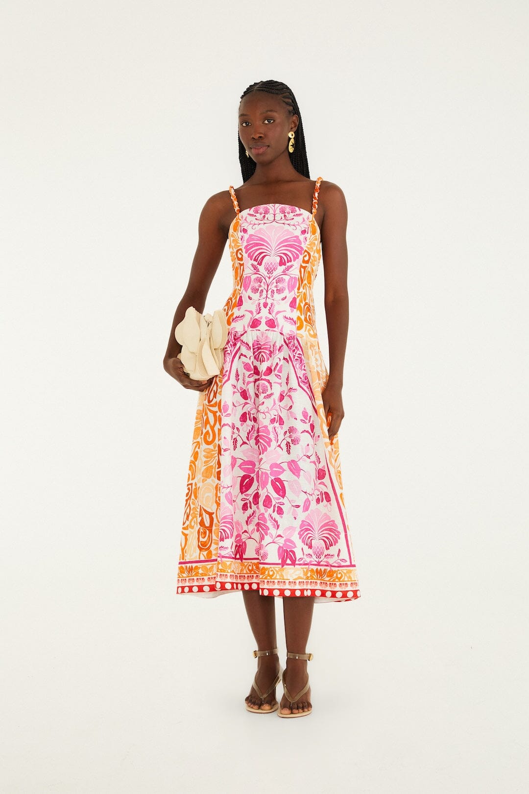 FARM Rio Shop Off-White Santorini Euroflax Premium Linen Midi Dress