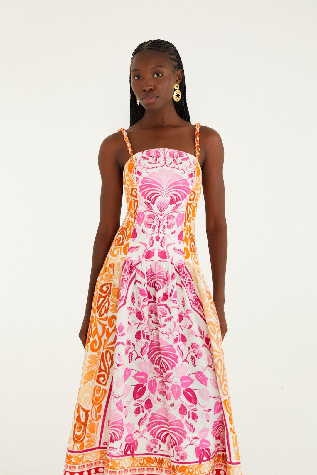 FARM Rio Shop Off-White Santorini Euroflax Premium Linen Midi Dress
