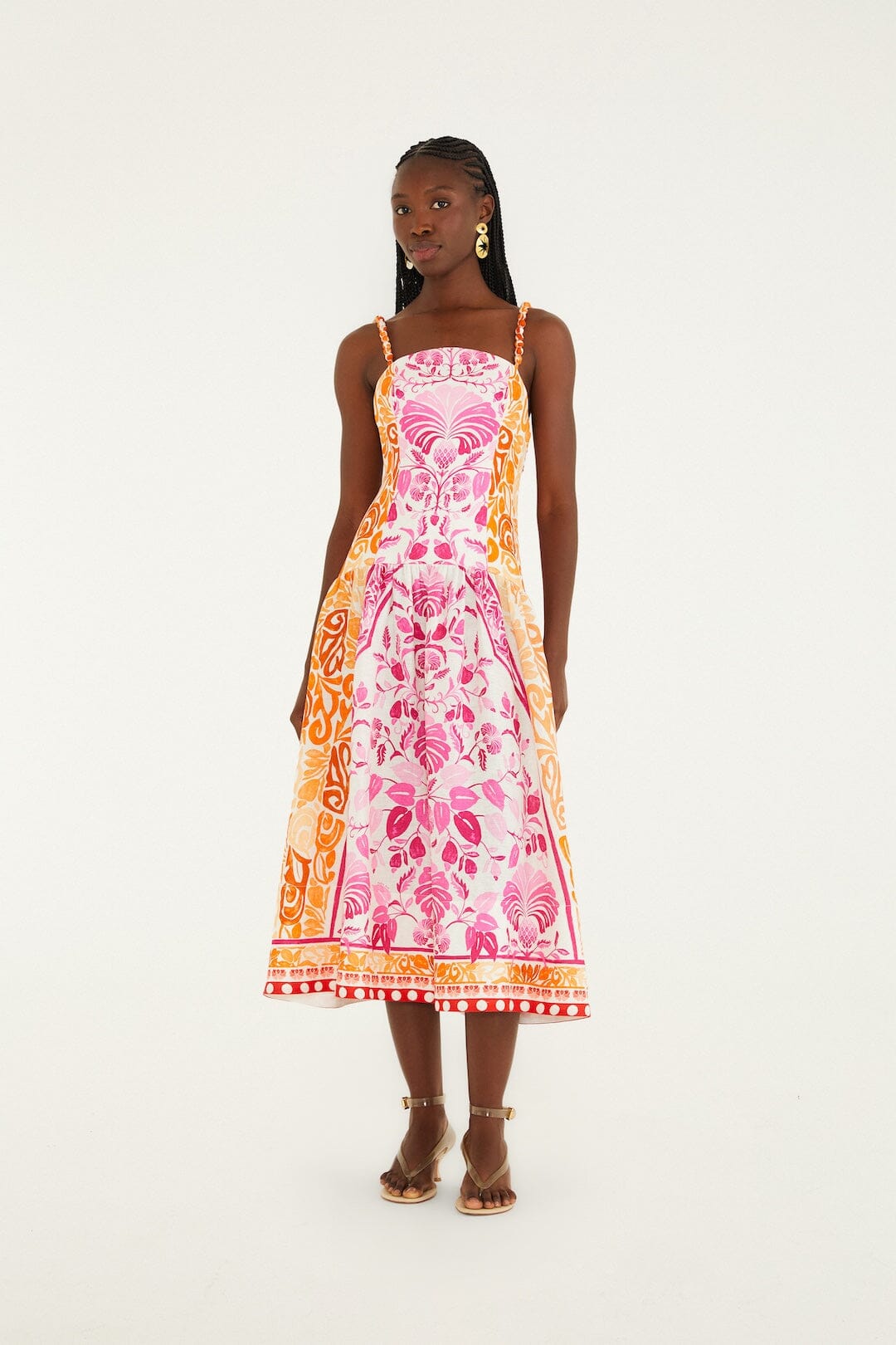FARM Rio Shop Off-White Santorini Euroflax Premium Linen Midi Dress