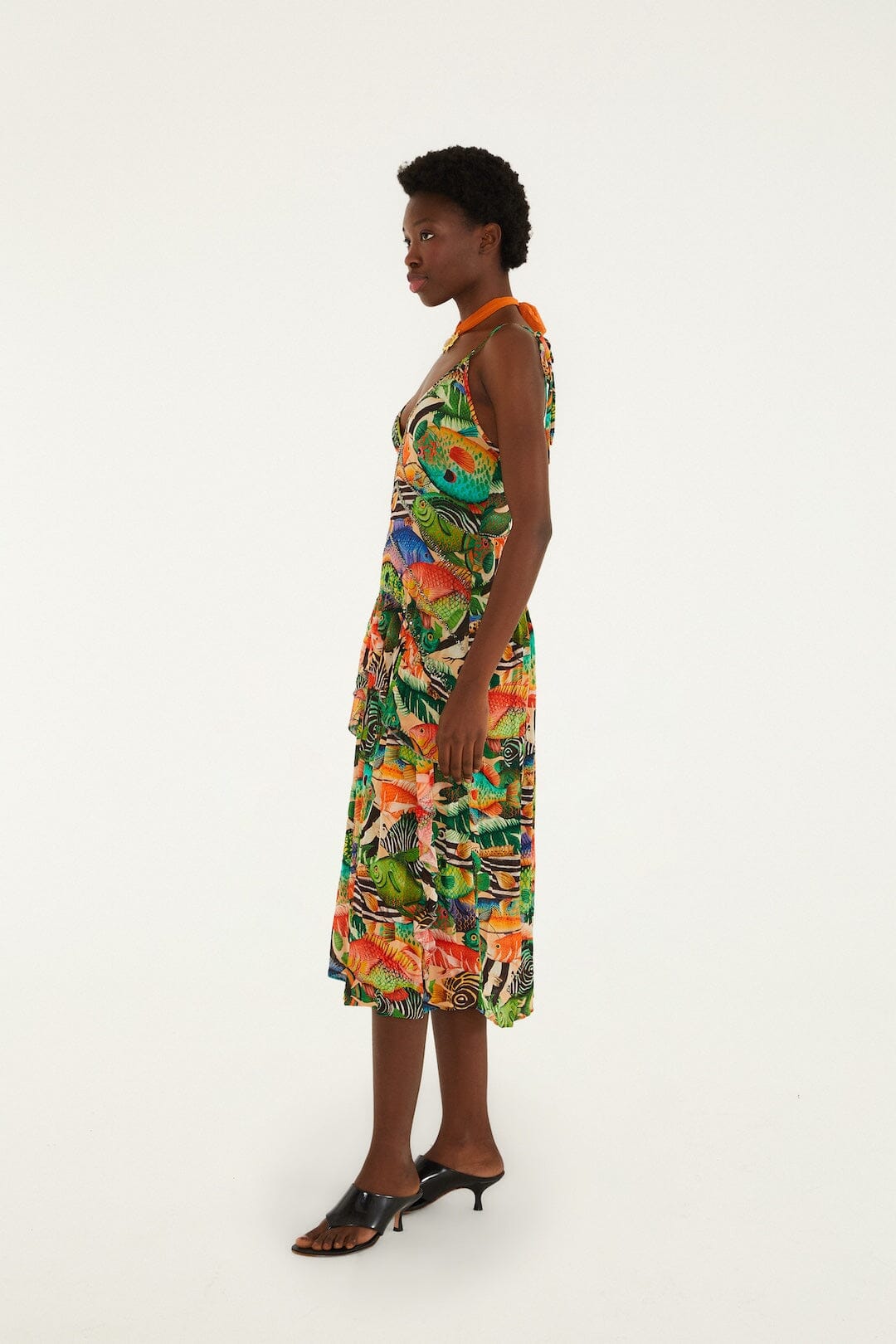 FARM Rio Shop Multicolor Fish Sea Sleeveless Midi Dress