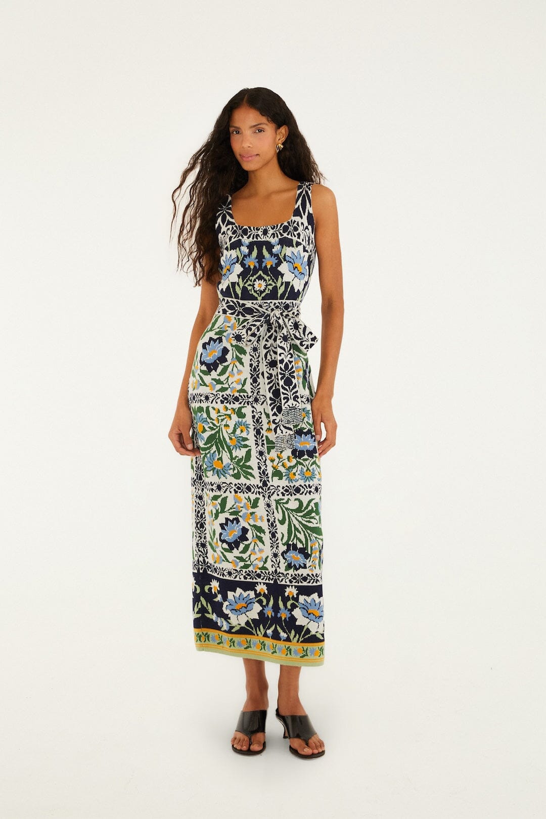 FARM Rio Shop Black Manoela Belted Knit Midi Dress